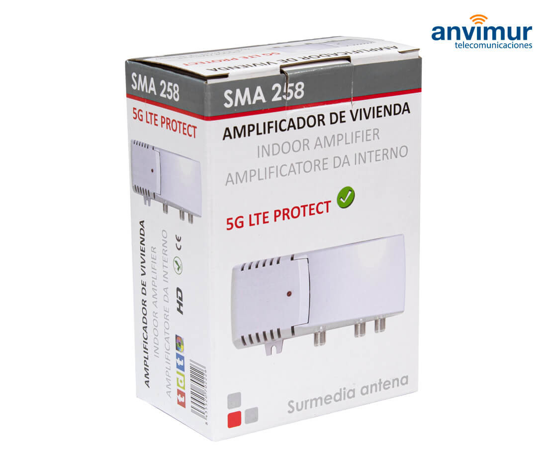 SMA 208 LTE Amplificador de Antena TV 1Entrada-2 Salidas 30Dbi