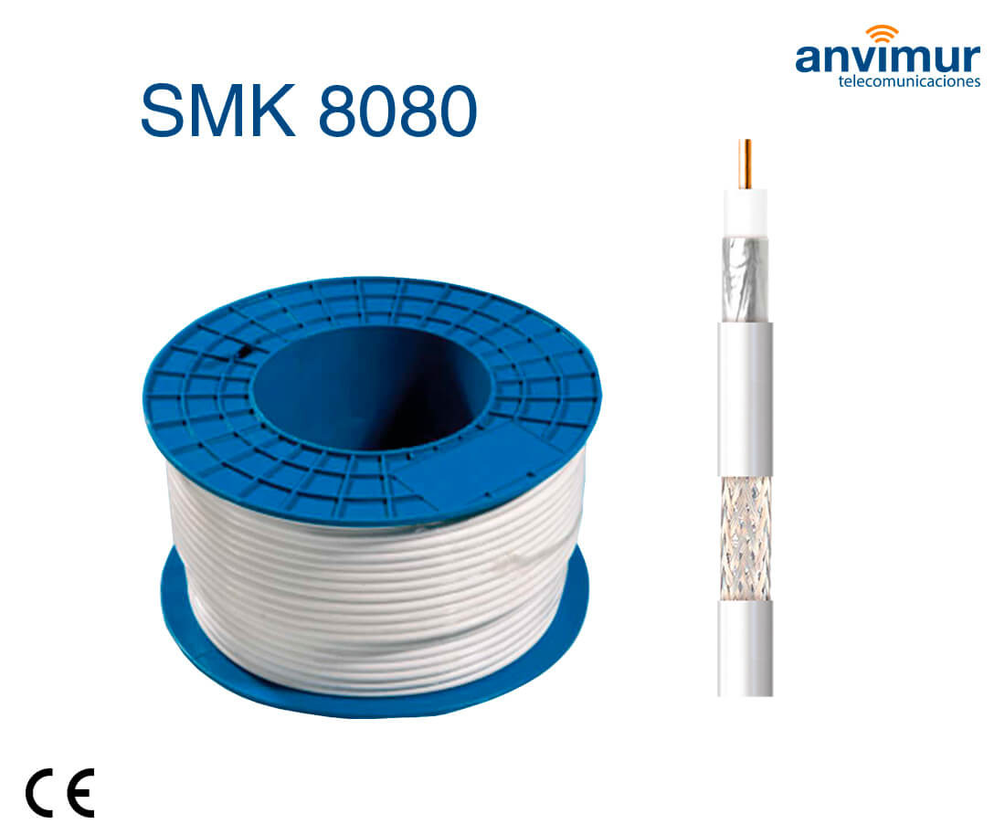 Transitorio caja Cerdito Cable Coaxial 100mts Blanco LSZH Cobre CPR Dca. SMK8080 | Anvimur