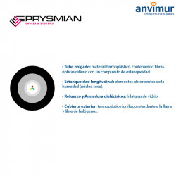 12PRYSMIAN – 12 VT Fibra de vidrio y cubierta polietileno (1 tubo x 12 fibras)