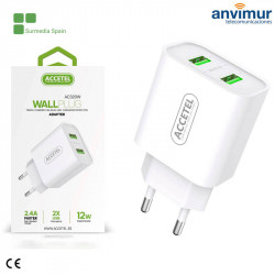 Adaptador 2 puertos USB 2.4A 12W Blanco | AC320W