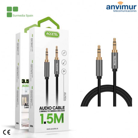 Cable Audio Jack 3.5mm Macho/Macho 1,50M | AU106