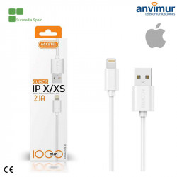 Cable Datos 2.1A Lightning (IPhone 7/8/X) Blanco 1 Metro | CU1603