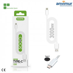 Cable Datos 2.4A - Type C Blanco 3 Metros | CU3607