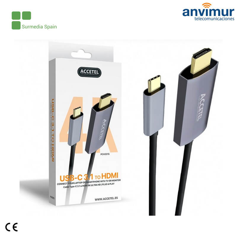 Retrato Útil Extremo Cable USB Type-C 3.1 a HDMI 4K - 1.8M | PCH201S