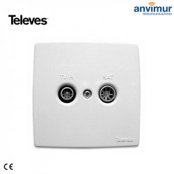5440, Embellecedor blanco 2 conectores: TV/R-SAT | Televes
