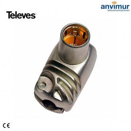 413210, IEC Male IEC Plug, Angled and Shielded PRO EasyF (Class A+) | Televes