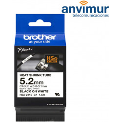 Cinta Brother tubo termorretráctil P-Touch BLANCO texto NEGRO 5,2mm | 1.5m