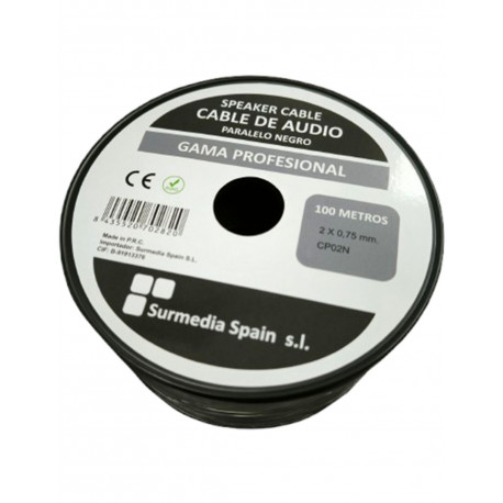 Cable Audio Paralelo Negro 100mts 2 x 0,75mm