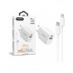 Adaptador 2 puertos Type-C + USB 2.4A 12W + Cable IP 7/8/X Blanco | AC523