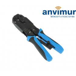 Crimp tool for 6/8 way connector with cable cutter and stripper