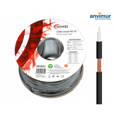 Coaxial Cable RG59 75 Ohm | Reel 100m. Black