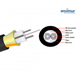 Fiberglass + outer PE reinforced Flat outdoor FTTH Fibre Optic Cable spool, 2 fibres