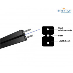 Flat Cable Coil 1 Fiber Black with Steel Reinforcement 1km