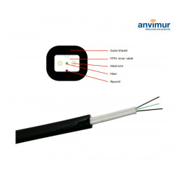 Fiberglass + outer PE reinforced Flat outdoor FTTH Fibre Optic Cable spool, 1 fibres